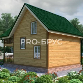 Проект дома из бруса 7 на 8 с мансардой БД-153 вид справа