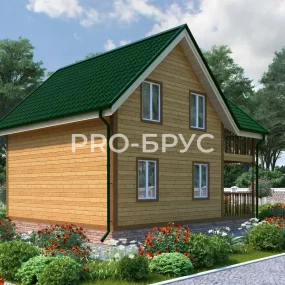 Проект дома из бруса 7 на 8 с мансардой БД-153 вид слева