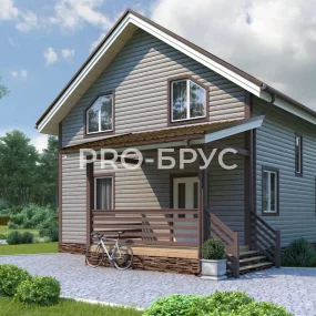 Проект дома из бруса 8 на 12 с мансардой БД-154 главный вид