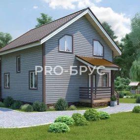 Проект дома из бруса 8 на 12 с мансардой БД-154 вид справа