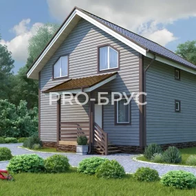 Проект дома из бруса 8 на 12 с мансардой БД-154 вид слева