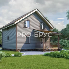 Проект дома из бруса 8 на 12 с мансардой БД-154 вид спереди