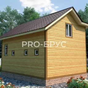 Проект дома из бруса 8 на 8 двухэтажный БД-155 вид слева