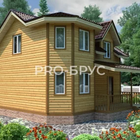 Проект дома из бруса 8 на 8 двухэтажный БД-155 вид спереди