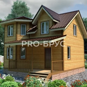 Проект дома из бруса 8 на 8 двухэтажный БД-155 главный вид