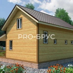 Проект дома из бруса 8 на 8 двухэтажный БД-155 вид справа