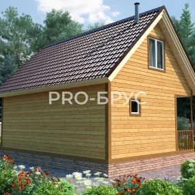 Проект дома из бруса 6 на 8 с мансардой БД-156 вид слева