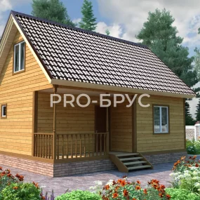 Проект дома из бруса 6 на 8 с мансардой БД-156 главный вид