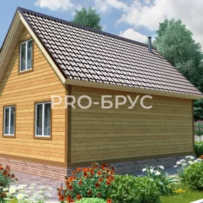 Проект дома из бруса 6 на 8 с мансардой БД-156 вид справа