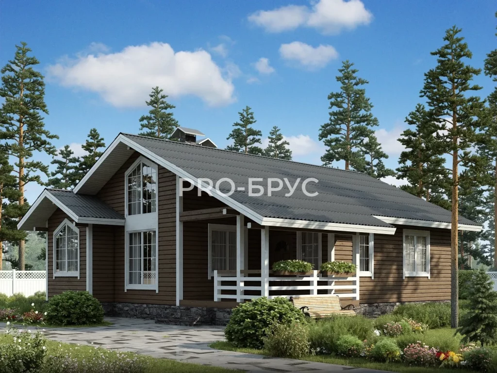 Проект дома 11 на 12 одноэтажный БД-80 главный вид