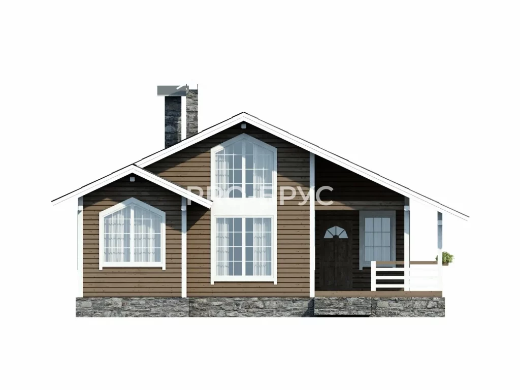 Проект дома из бруса 11 на 12 одноэтажный БД-80 вид спереди