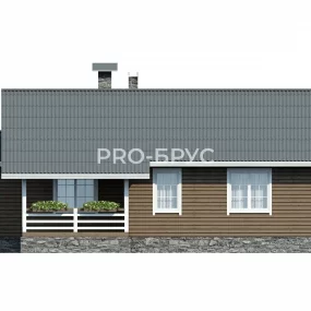 Проект дома из бруса 11 на 12 одноэтажный БД-80 вид справа