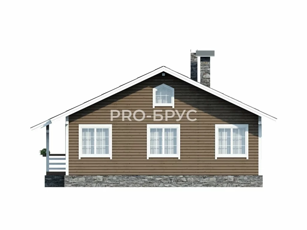 Проект дома из бруса 11 на 12 одноэтажный БД-80 вид сзади