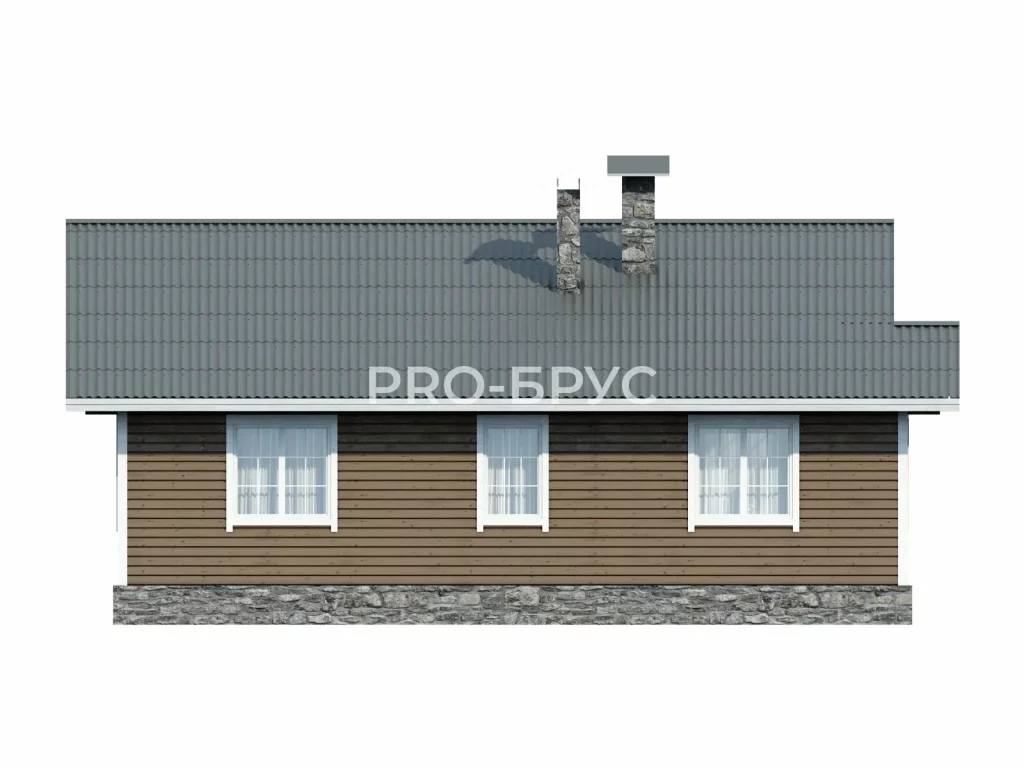 Проект дома из бруса 11 на 12 одноэтажный БД-80 вид слева