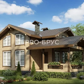 Проект дома из бруса 7 на 10 с мансардой БД-93 главный вид