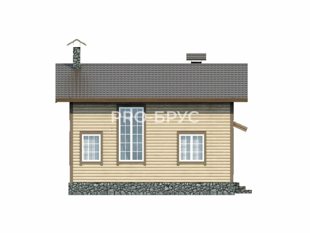Проект дома из бруса 7 на 10 с мансардой БД-93 вид справа