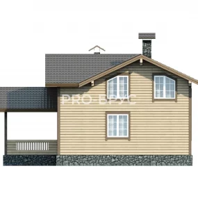 Проект дома из бруса 7 на 10 с мансардой БД-93 вид сзади