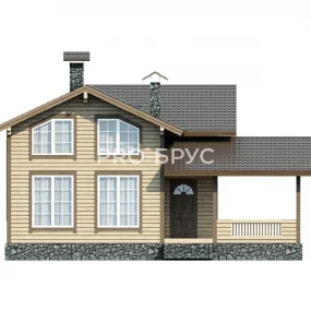Проект дома из бруса 7 на 10 с мансардой БД-93 вид спереди