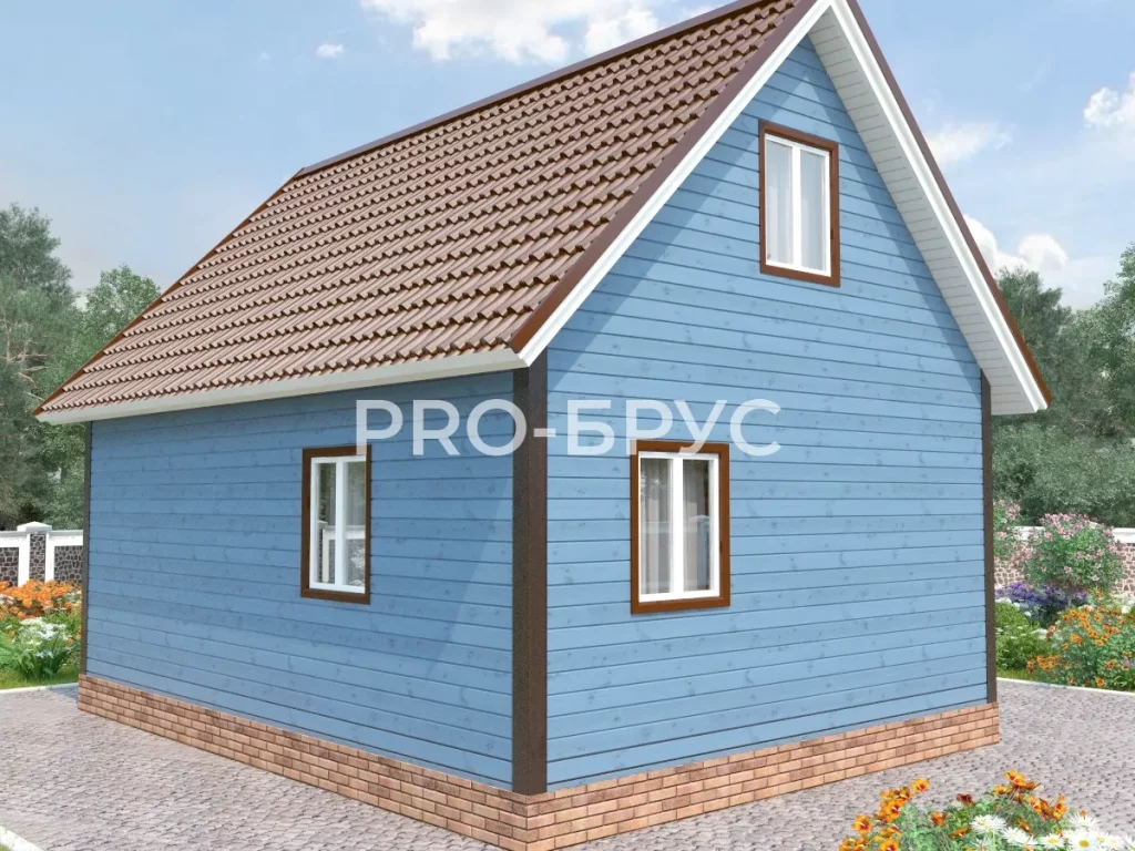 Проект дома из бруса 6 на 8 с мансардой БД-94 вид справа