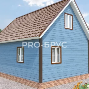 Проект дома из бруса 6 на 8 с мансардой БД-94 вид справа