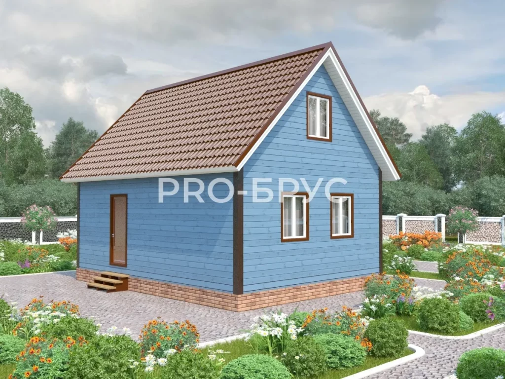 Проект дома из бруса 6 на 8 с мансардой БД-94 главный вид