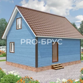 Проект дома из бруса 6 на 8 с мансардой БД-94 вид слева