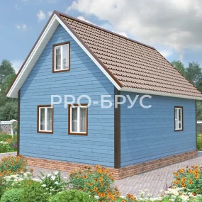 Проект дома из бруса 6 на 8 с мансардой БД-94 вид спереди