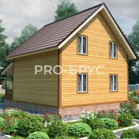 Проект дома из бруса 7 на 8 с мансардой БД-95 вид справа