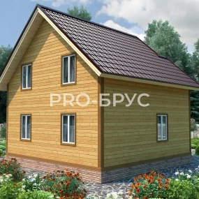 Проект дома из бруса 7 на 8 с мансардой БД-95 вид слева