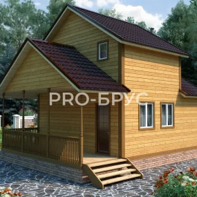 Проект дома из бруса 6 на 8 с мансардой БД-96 главный вид