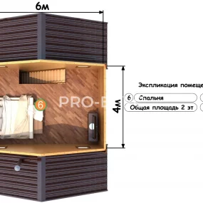 Проект дома из бруса 6 на 8 с мансардой БД-96 план второго этажа