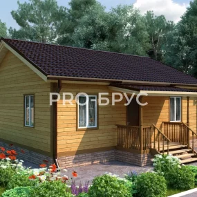 Проект дома из бруса 9 на 9 одноэтажный БД-97 вид спереди