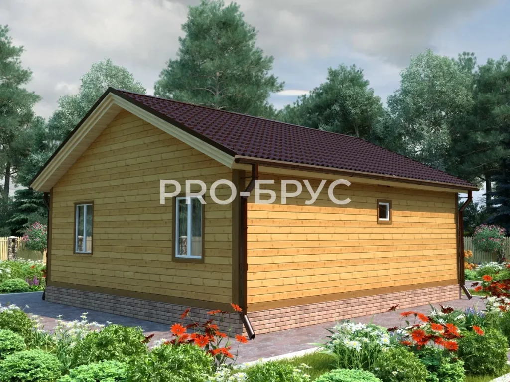 Проект дома из бруса 9 на 9 одноэтажный БД-97 вид справа