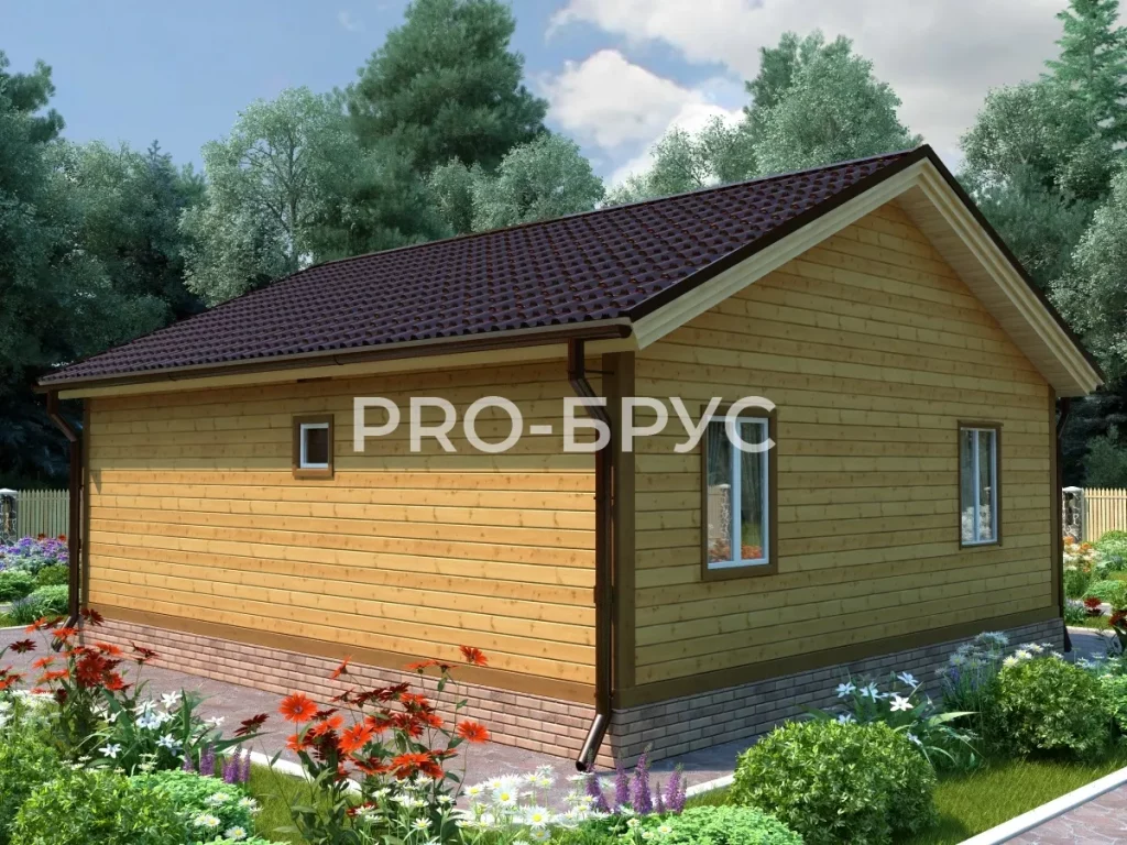 Проект дома из бруса 9 на 9 одноэтажный БД-97 вид слева