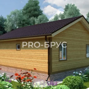 Проект дома из бруса 9 на 9 одноэтажный БД-97 вид слева