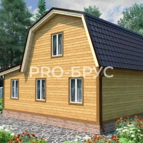 Проект дома из бруса 6 на 9 с мансардой БД-98 вид справа