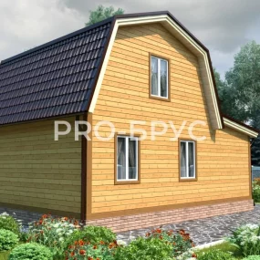 Проект дома из бруса 6 на 9 с мансардой БД-98 вид слева