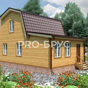 Проект дома из бруса 6 на 9 с мансардой БД-98 вид спереди