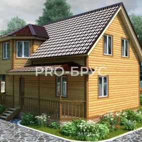 Проект дома из бруса 8 на 9 с мансардой БД-99 главный вид