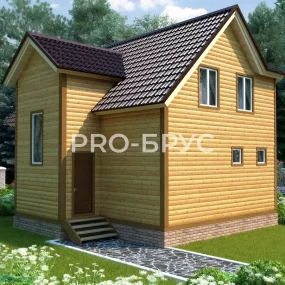 Проект дома из бруса 8 на 9 с мансардой БД-99 вид справа